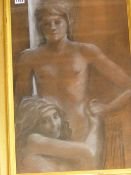 COLIN FROOMS. (1933-2017) ARR. LOVERS, PASTEL STUDY, FRAMED AND GLAZED. 37 x 60cms.