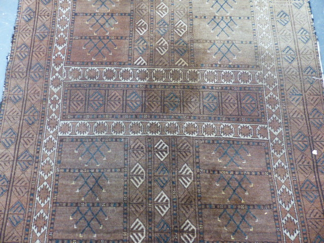 AN ANTIQUE AFGHAN ENGSI. 216 x 137cms TOGETHER WITH A BELOUCH RUG. 192 x 100cms. (2) - Image 3 of 13