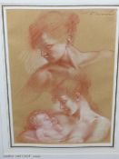 COLIN FROOMS. (1933-2017) ARR. MOTHER AND CHILD STUDY, PASTEL, SIGNED. 22 x 31cms.