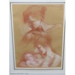 COLIN FROOMS. (1933-2017) ARR. MOTHER AND CHILD STUDY, PASTEL, SIGNED. 22 x 31cms.