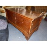 A 19th.C.PITCH PINE LARGE BLANKET CHEST. 143 x 70 x H.75cms.