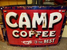 A LARGE CAMP COFFEE ENAMEL ADVERTISING SIGN. 114 x 83cms.