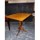 A SATINWOOD RECTANGULAR TOPPED TRIPOD TABLE. 78.5 x 65 x H.73cms.