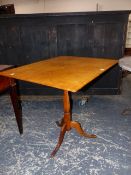 A SATINWOOD RECTANGULAR TOPPED TRIPOD TABLE. 78.5 x 65 x H.73cms.