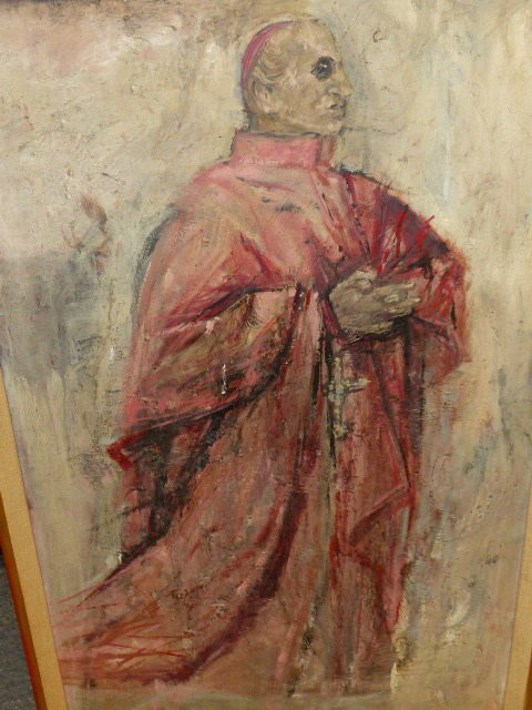 HANS SCHWARZ. (1922-2003) ARR. THE CARDINAL, SIGNED AND DATED 1961, OIL ON BOARD. 91 x 58cms. - Image 2 of 7