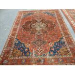 AN ANTIQUE PERSIAN BAKTIARI RUG. 288 x 219cms.