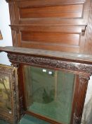 A LARGE 19th.C.OAK OVERMANTLE MIRROR WITH CARVED FRAME DECORATION. 107 x 168cms.