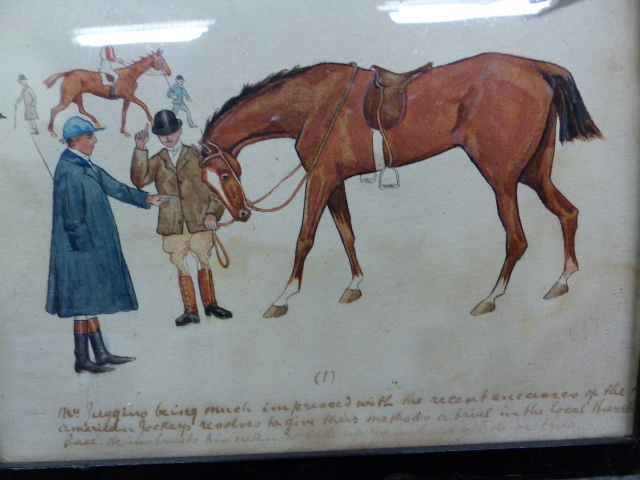 19th/20th.C.ENGLISH SCHOOL. FIVE COMIC HORSE RACING SCENES, WATERCOLOUR. 15 x 18cms TOGETHER WITH - Image 17 of 17