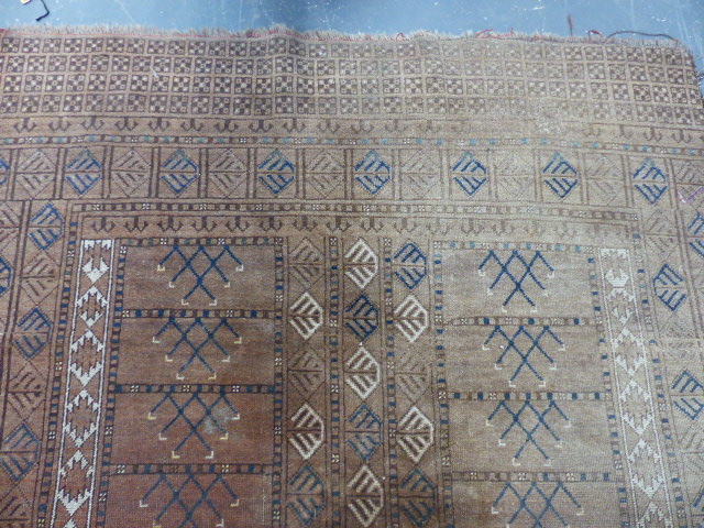 AN ANTIQUE AFGHAN ENGSI. 216 x 137cms TOGETHER WITH A BELOUCH RUG. 192 x 100cms. (2) - Image 4 of 13