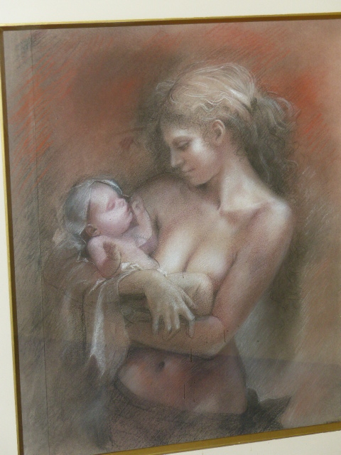 COLIN FROOMS. (1933-2017) ARR. MOTHER AND CHILD, PASTEL, FRAMED AND GLAZED. 40 x 50cms.