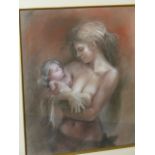 COLIN FROOMS. (1933-2017) ARR. MOTHER AND CHILD, PASTEL, FRAMED AND GLAZED. 40 x 50cms.
