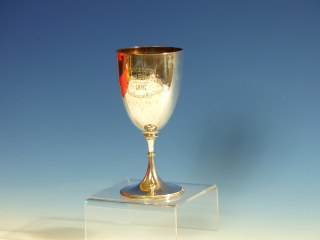 AN 1897 CANNES GOLF SILVER TROPHY CUP BY JAMES DIXON & SONS, SHEFFIELD 1896. H.14.5cms 123 grams. - Image 10 of 10