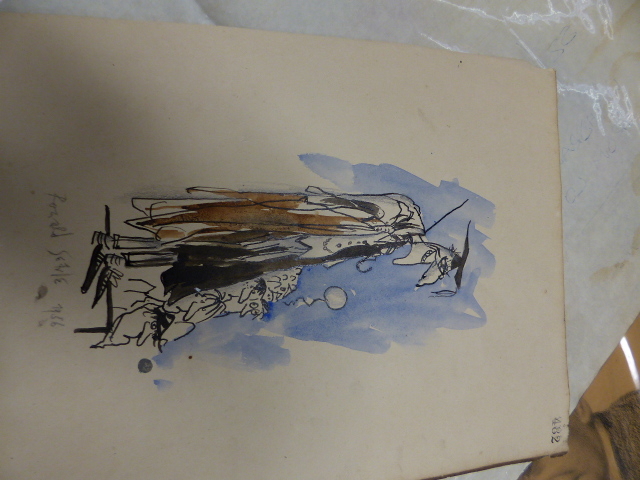 RONALD SEARLE. (1920-2011) ARR. THE MASTER, SIGNED AND DATED 1966, WATERCOLOUR, UNFRAMED. 32 x