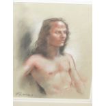 COLIN FROOMS. (1933-2017) ARR. MALE STUDY-RICHARD, SIGNED PASTEL, FRAMED AND GLAZED. 27 x 35cms.