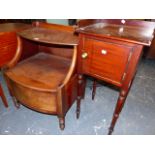 A GEO.IV.MAHOGANY NIGHTSTAND TOGETHER WITH A SIMILAR PERIOD MAHOGANY GALLERY TOP BEDSIDE POT