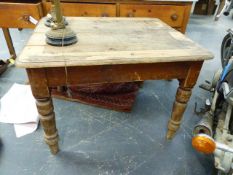 A PINE VICTORIAN TWO DRAWER TABLE. W.107 x H.75cms.