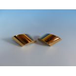A PAIR OF 18ct YELLOW GOLD DESIGNER VHERNIER MILANO CLIP ON EARRINGS. WEIGHT 42.grams.