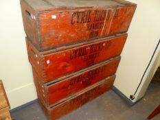 FOUR VINTAGE PINE FRUIT CRATES, CYRIL HICKS LTD., BANBURY