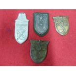 FOUR THIRD REICH CAMPAIGN SHIELDS, CHOLM 1942, NARVIK, KUBAN AND KRIM. (4)