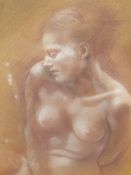 COLIN FROOMS. (1933-2017) ARR. NUDE STUDY, PASTEL, SIGNED, FRAMED AND GLAZED. 29 x 37cms.