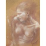 COLIN FROOMS. (1933-2017) ARR. NUDE STUDY, PASTEL, SIGNED, FRAMED AND GLAZED. 29 x 37cms.