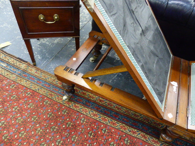 A 19th.C.MAHOGANY ADJUSTABLE CAMPAIGN TYPE FOLDING DAY BED ON TURNED LEGS WITH CERAMIC CASTERS. - Image 10 of 14