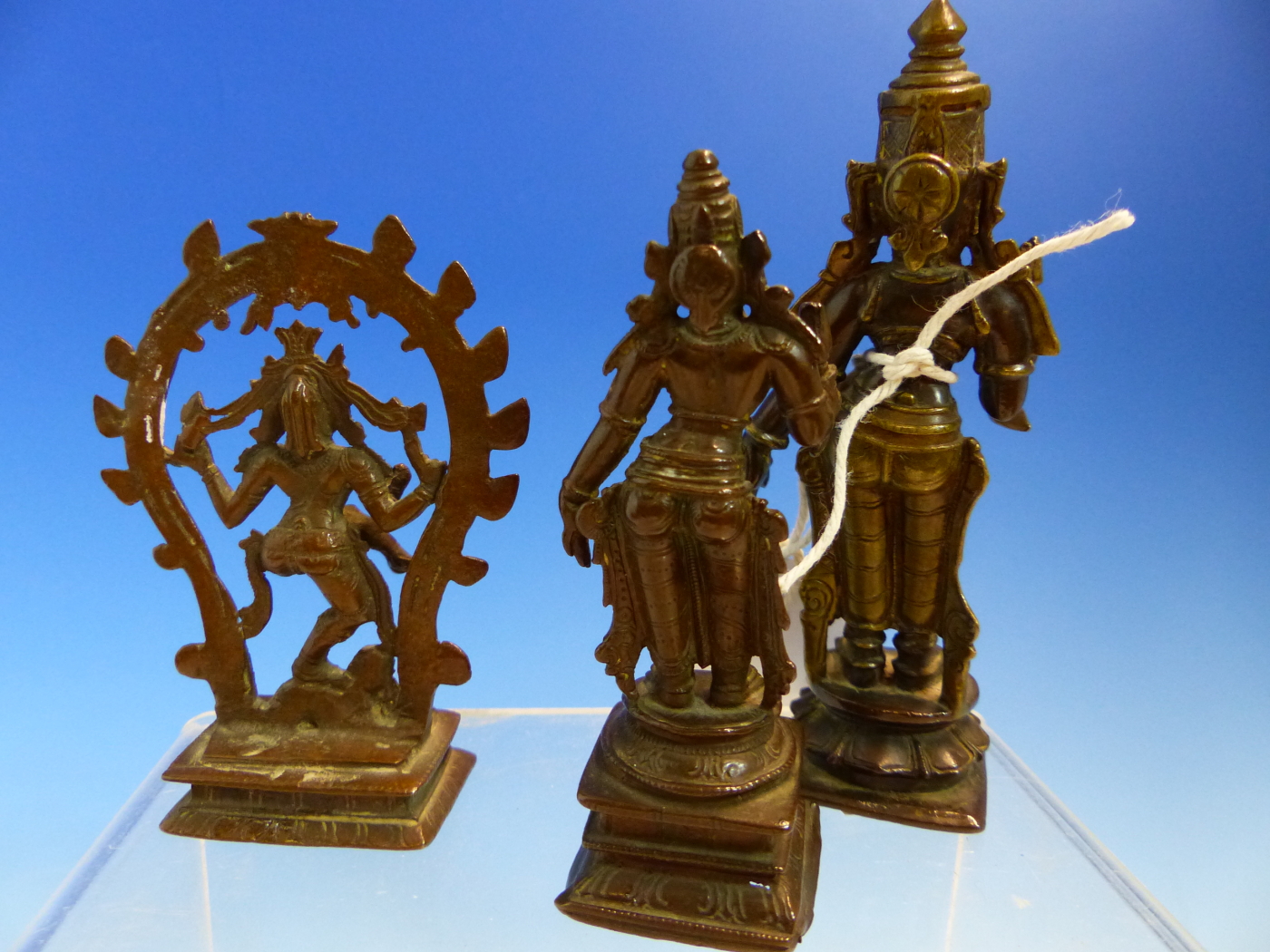 THREE VARIOUS INDIAN BRONZE FEMALE DEITIES, THE TALLEST H.12cms. (3) - Image 5 of 5