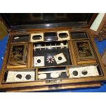 A 19th.C. CHINESE EXPORT LACQUER BONE FITTED WORK BOX WITH WRITING SURFACE DRAWER, W.43.5cms, A