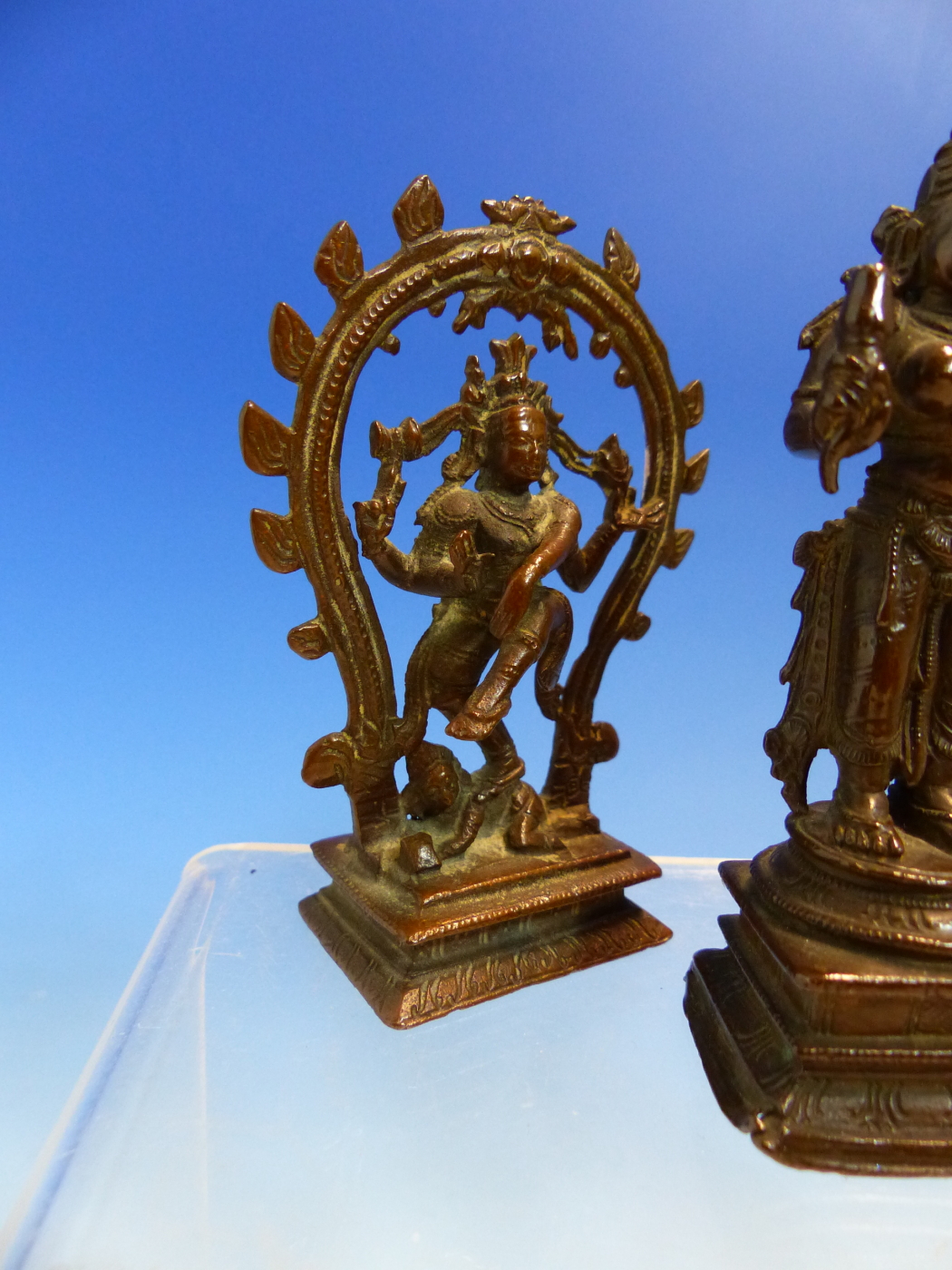 THREE VARIOUS INDIAN BRONZE FEMALE DEITIES, THE TALLEST H.12cms. (3) - Image 4 of 5