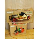 TWO BOXED MAMOD LIVE STEAM TOYS, ROADSTER AND STEAM ROLLER.