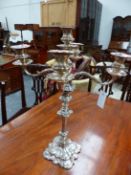 A PAIR OF ELKINGTON'S ELECTROPLATE FIVE LIGHT CANDELABRA. H 58.5cms.