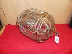 A MULTIFACETTED GLAZED OCTAGONAL LANTERN WITH SINGLE LIGHT SOCKET. H.55cms.