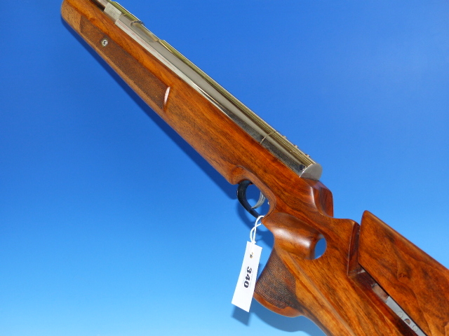 A CUSTOM WEIHRAUCH HW77K .177 CALIBRE , SERIAL No.1031978, CHROMED FINISH WITH ADJUSTABLE WALNUT