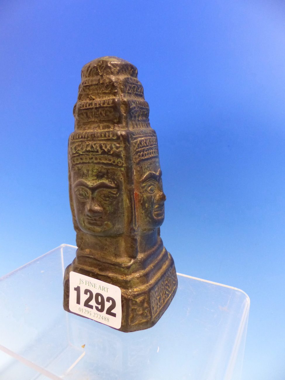 A BRONZE OF THE FOUR FACED BRAHMA WEARING A THREE STEPPED CROWN. H 13cms. - Image 3 of 8