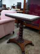 A Wm.IV.MAHOGANY OCCASIONAL TABLE WITH INSET MARBLE TOP. 58 x 39 x H.73cms.