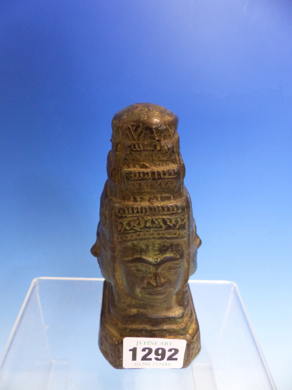 A BRONZE OF THE FOUR FACED BRAHMA WEARING A THREE STEPPED CROWN. H 13cms. - Image 4 of 8