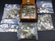 A COLLECTION OF THREE PENCE AND SIX PENCE COINS; PRE 1920 6D 120gms 3D 454gms, 1920-1940 6D 396gms