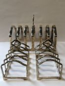 THREE SILVER HALLMARKED TOAST RACKS, DATED 1949-1952, FOR ADIE BROS LTD. GROSS WEIGHT 340.4grms.