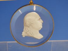 BERTRAND ANDRIEU (1761-1822) A GLASS SULPHIDE PROFILE OF LOUIS XVIII, THE ROUNDEL MOUNTED AS A