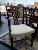 A BESPOKE QUALITY SET OF TEN FRANK HUDSON MAHOGANY CHIPPENDALE STYLE DINING CHAIRS TO INCLUDE TWO