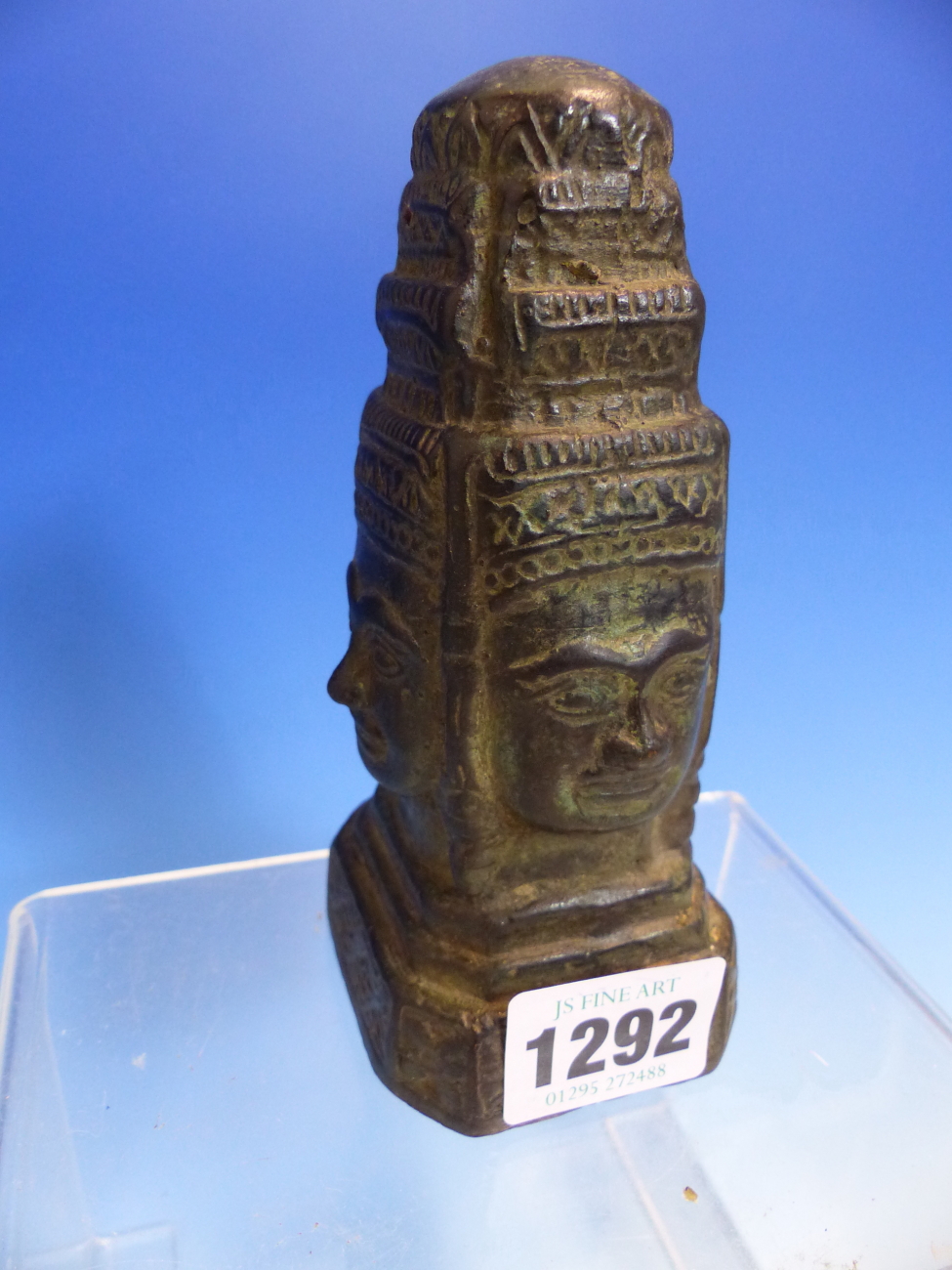A BRONZE OF THE FOUR FACED BRAHMA WEARING A THREE STEPPED CROWN. H 13cms. - Image 2 of 8