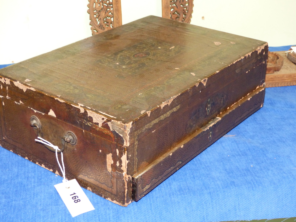 A 19th.C. CHINESE EXPORT LACQUER BONE FITTED WORK BOX WITH WRITING SURFACE DRAWER, W.43.5cms, A - Image 7 of 9