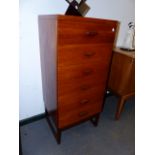 A.E.GOMME. A TEAK G-PLAN TALL CHEST OF SIX DRAWERS. 50 x 46 x H.105cms.