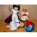 A ROSEBUD ELIZABETH II CORONATION DOLL. H 18.5cms. A CELLULOID CLOCKWORK DANCING DOLL, ANOTHER