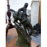 AFTER FREDERICK REMINGTON, A BRONZE FIGURE OF A SCOUT RIDING DOWN A STEEP HILL. H46.5cms.