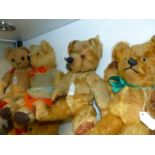 EIGHT TEDDY BEARS WITH OR WITHOUT WORKING GROWLERS.