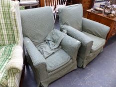 TWO SIMILAR EARLY 20th.C.ARMCHAIRS.