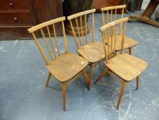 A SET OF FOUR ERCOL SIDE CHAIRS.