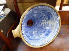 A 19th.C.BLUE AND WHITE TRANSFERWARE LAVATORY PAN.