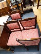 A SET OF FOUR EDWARDIAN DINING CHAIRS AND TWO VICTORIAN SIDE CHAIRS.